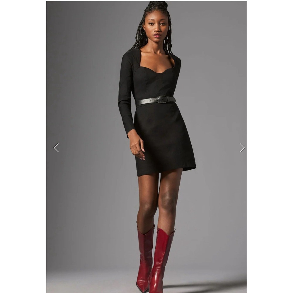 Anthropologie Sweetheart Mini Little Black Dress Classy Old Money Basic Womens 4